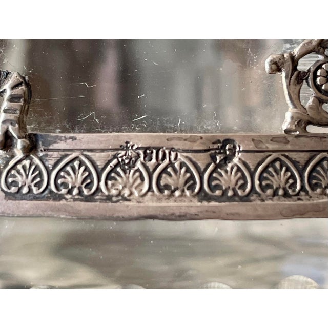 Neoclassical Early 20th Century Neoclassical Laurel Wreath Griffins Urn 800 Silver Decorated Rimmed Glass Bowl For Sale - Image 3 of 7