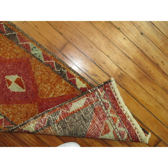 Mid 20th Century Vintage Zabihi Collection Narrow Turkish Geometric Runner - 1'3" x 12'11" For Sale - Image 5 of 7