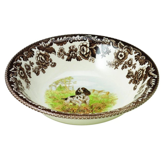 English Spode Woodland Dogs Ascot Cereal Bowl 8", English Springer Spaniel For Sale - Image 3 of 3