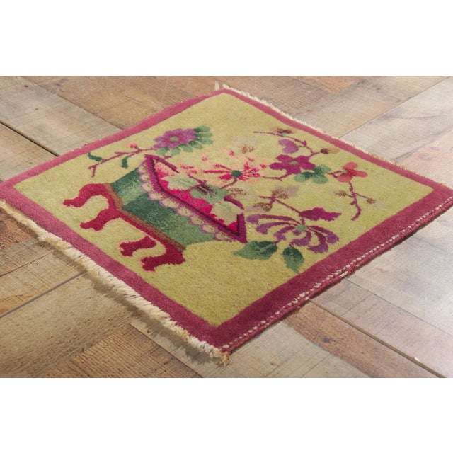 Early 20th Century Antique Tibetan Meditation Mat, 01'05 X 01'06 For Sale In Dallas - Image 6 of 10