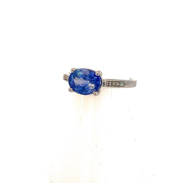 Natural Sapphire Diamond Ring 6.5 14k White Gold 2.36 TCW Certified For Sale - Image 15 of 16