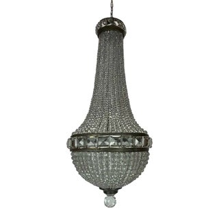 1910-1920 Antique European Empire Style Cut Crystal Beaded Chandelier For Sale