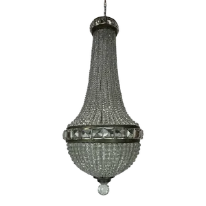 1910-1920 Antique European Empire Style Cut Crystal Beaded Chandelier