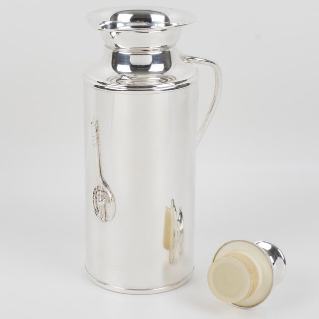 Silver Silver Plate Thermos Insulated Decanter by Studio Italia, 1980, Tennis Motif For Sale - Image 8 of 9