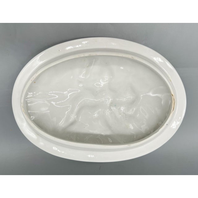 Vintage English Portmeirion White Relief Covered Serving Bowl | Oven-to-Table Dish - Cottagecore, European Countryside For Sale - Image 9 of 16
