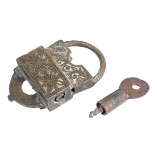 Antique Bronze and Iron Padlock, Asia, 1700s For Sale