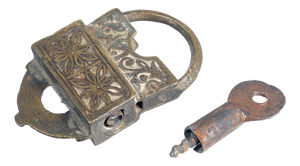Antique Bronze and Iron Padlock, Asia, 1700s
