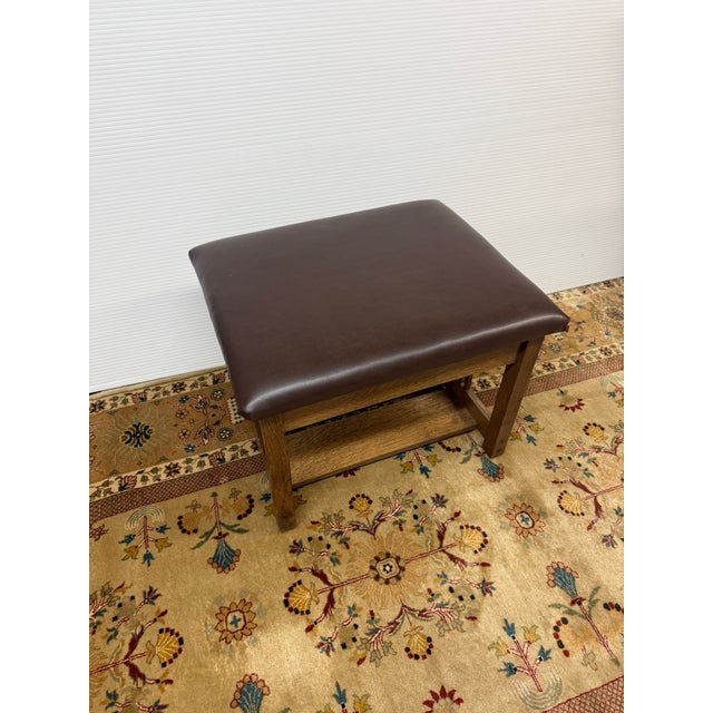 Animal Skin Vintage Arts and Crafts Leather Bench For Sale - Image 7 of 11