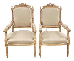 Antique 18th Century French Louis XVI Style Armchairs - A Pair