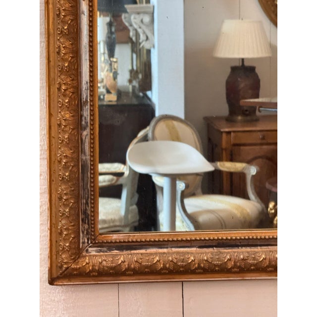 19th Century French Louis Philippe Gilt Mirror With Rounded Top For Sale - Image 4 of 6