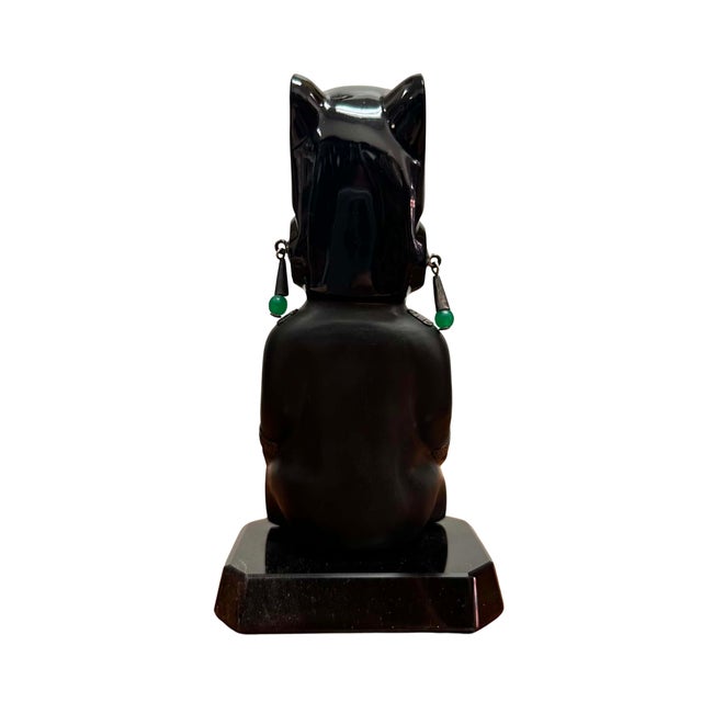 Vintage Mexican Sterling Silver 925 Obsidian, Lapis Lazuli & Malachite Aztec Figure Sculpture For Sale - Image 4 of 7