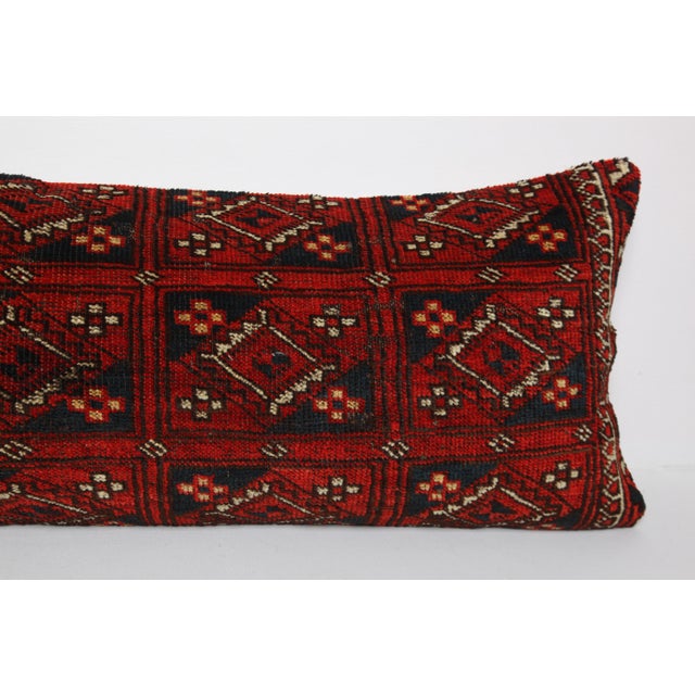 Handwoven Antique Tribal Turkoman Rug Pillow Cover 16'' X 40'' For Sale - Image 9 of 11
