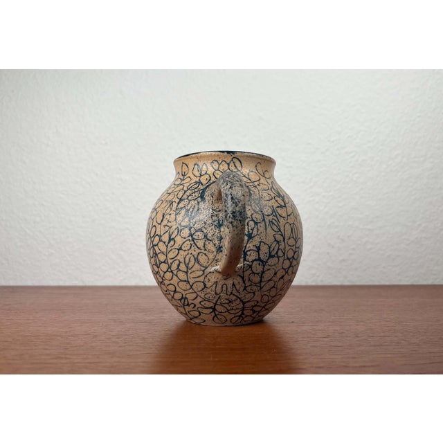 Vintage German Studio Pottery Jug Vase with Floral Pattern by Gerhard Liebenthron, 1989 For Sale - Image 11 of 18