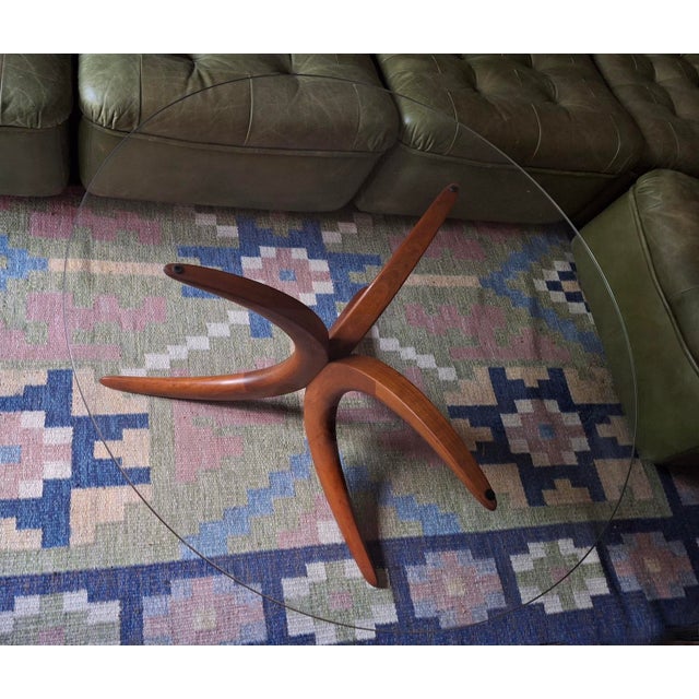 Mid-Century Danish Coffee Table in Teak with Circular Glass Top, 1960s For Sale - Image 10 of 11