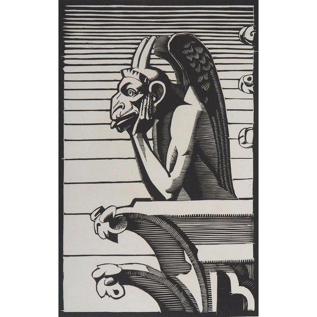 Georges Lemoine, The Stryge of Notre-Dame De Paris, 1929, Original Woodcut For Sale - Image 4 of 7