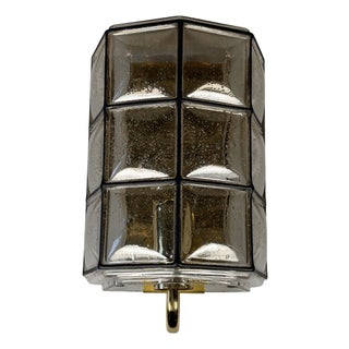 German Glass and Metal Wall Lamp from Glashütte Limburg, 1960s-1970s For Sale