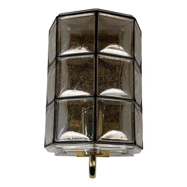 German Glass and Metal Wall Lamp from Glashütte Limburg, 1960s-1970s For Sale