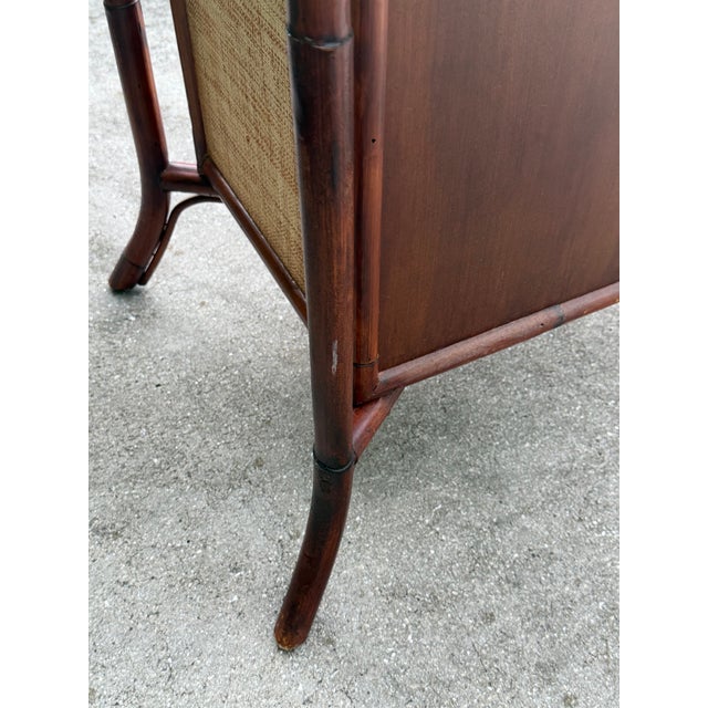 Vintage Palecek Hand-Painted Bamboo Accent Cabinet With Grasscloth Panels For Sale - Image 12 of 13