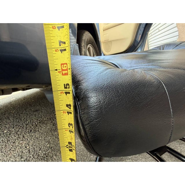Late 20th Century Vintage Ekornes Stressless Black Leather Recliner & Ottoman For Sale - Image 5 of 18