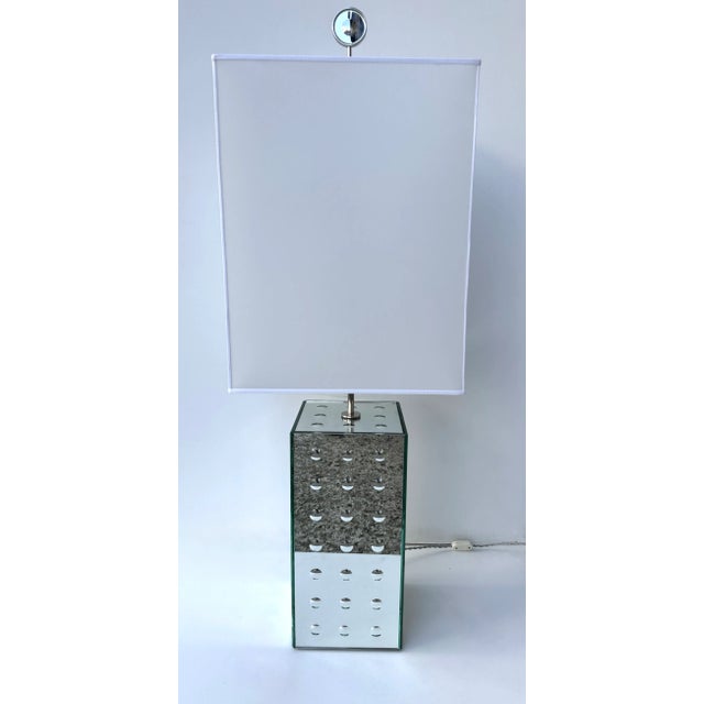 Silver Contemporary Pair of Silver Optical Murano Glass Lamps by Roberto Rida, Italy For Sale - Image 8 of 12