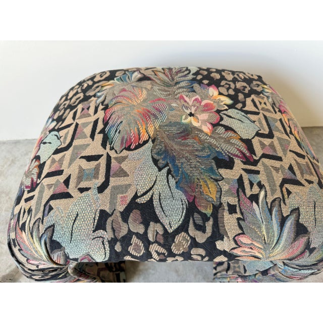 1980s Postmodern Waterfall Upholstered Bench For Sale - Image 4 of 10