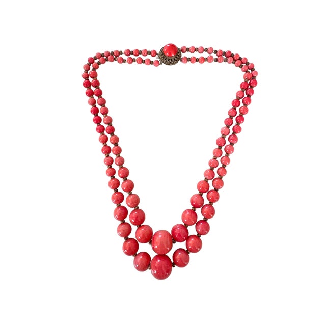 Vintage Boho Glass Beaded Hollywood Glam Necklace For Sale