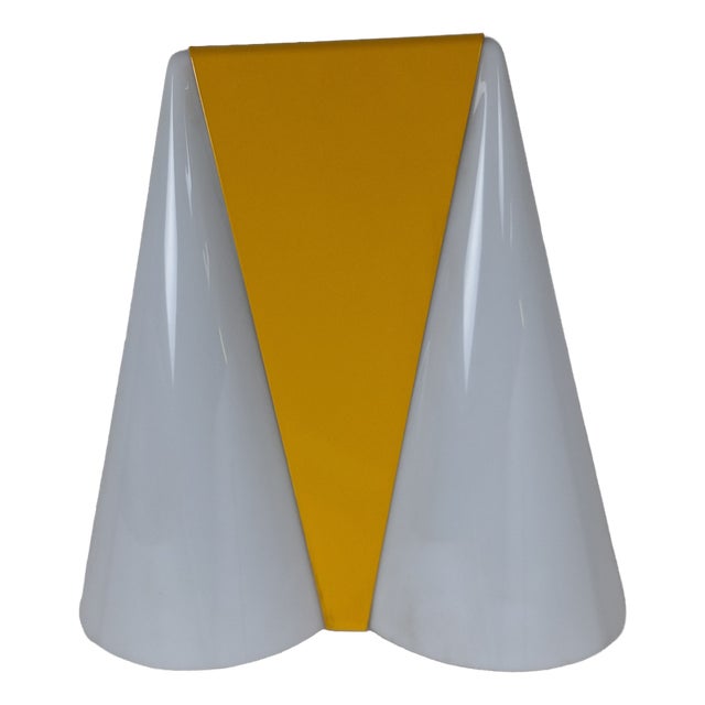 Wall Lamp in Yellow Iron and White Acryllic Glass with Two Lights, 1960s For Sale
