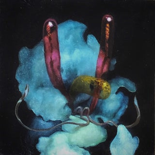 Eff You! by Mike Brown | Oil on Artefex ACM panel Flower with abstract elements and colors. For Sale