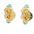 Vintage Maz Jumbo 14k Gold Shell and Turquoise Cabochon Earrings, A Pair For Sale - Image 10 of 11