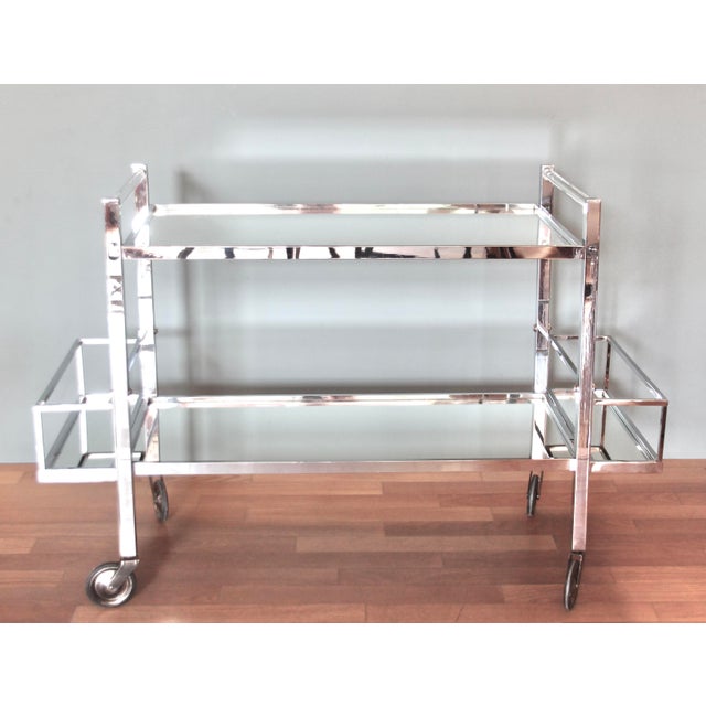 1930s Art Deco Bar Cart attributed to Jacques Adnet, 1930s For Sale - Image 5 of 17