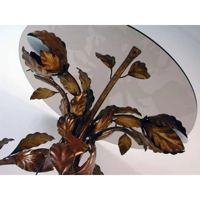 Italian Bronzed Metal & Tinted Glass Illuminated Coffee or Side Table, 1950s For Sale - Image 4 of 10