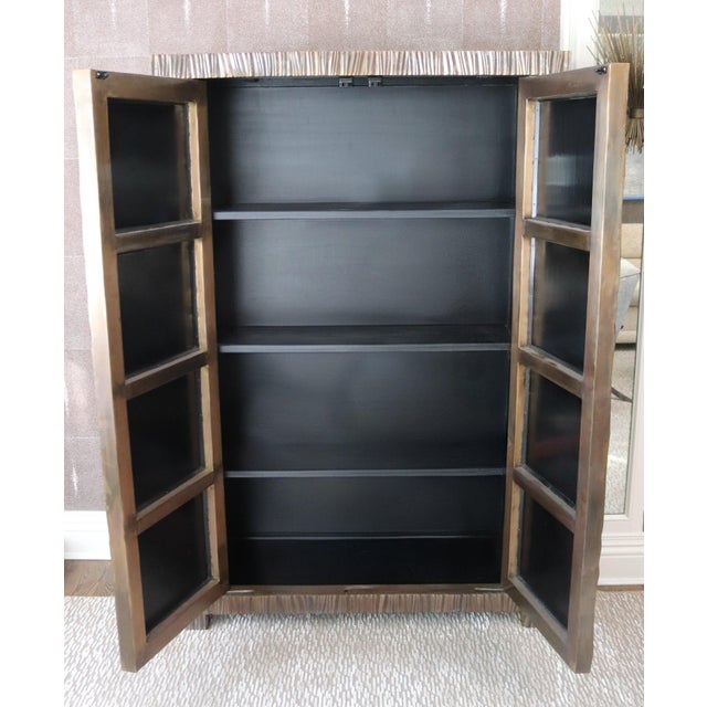 2010s Exceptional 66” Robert Kuo Limited Edition Signed Hand-Repoussé "Pleats" Copper Armoire For Sale - Image 5 of 15