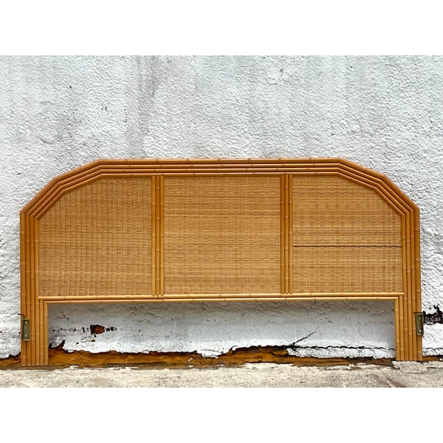 Late 20th Century Vintage Coastal Woven Rattan King Headboard Chairish