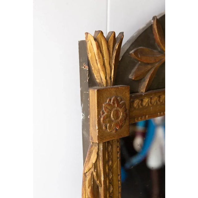 Forest Green Antique French Louis XVI Style Mirror, 1900s For Sale - Image 8 of 11