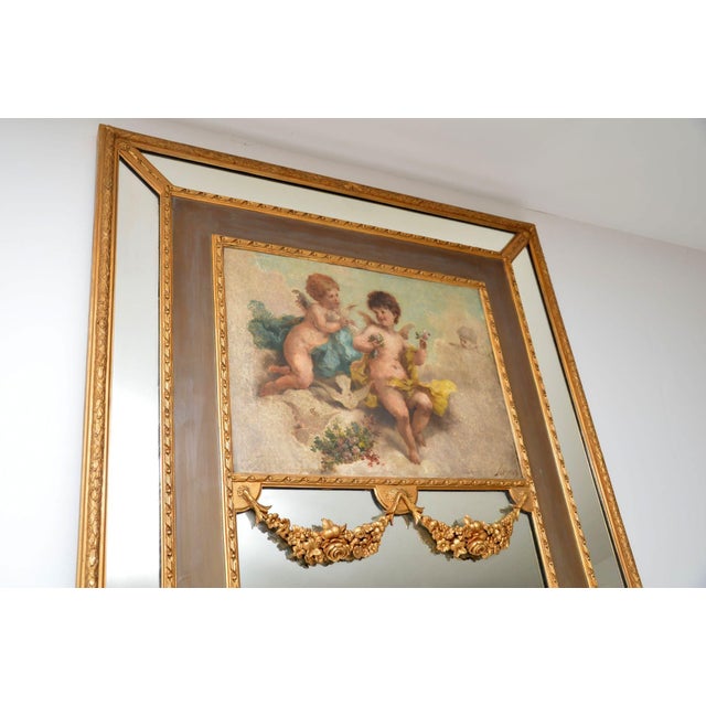 Tall Antique Decorative Gilt Wood Mirror, 1860 For Sale - Image 3 of 13
