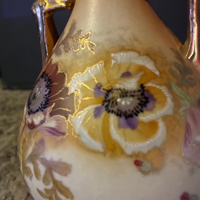 Ceramic Antique Robert Hanke Austrian Porcelain Art Nouveau Poppy Vase - Circa 1895-1905 For Sale - Image 7 of 12