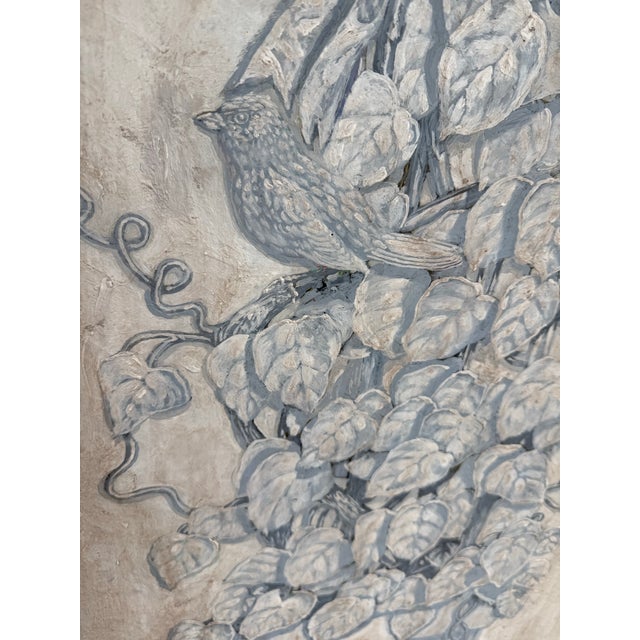 Wood Vintage Italian Hand Paintings on Wood Panels With Pots Leaves and Birds - A Pair For Sale - Image 7 of 11