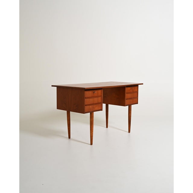 Scandinavian Teak Desk with 6 Drawers, 1960s For Sale - Image 3 of 12