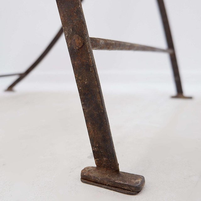 Frederic Weinberg Mid-Century French Folding Chairs in Wicker and Iron, 1960s, Set of 6 For Sale - Image 4 of 17