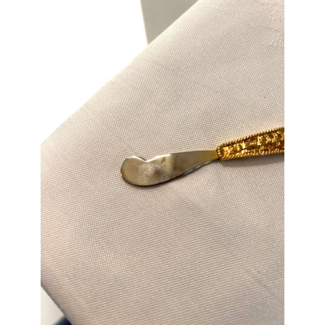 Mid 19th Century 24k Gold Plated Basket Weave Spreaders, S/6 For Sale - Image 4 of 4