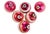 Vintage set of six Shiny Brite blown glass 2.5 inch orb ball sphere Christmas holiday tree ornaments in vibrant pink berry...