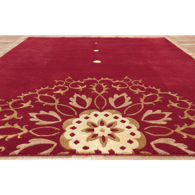 Red Late 20th Century Red Chinese Rug With Floral Mandala, 07'09 X 09'10 For Sale - Image 8 of 10