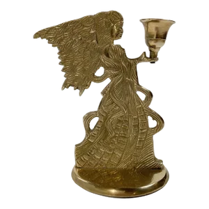 Vintage Brass Angel Candlestick Holder