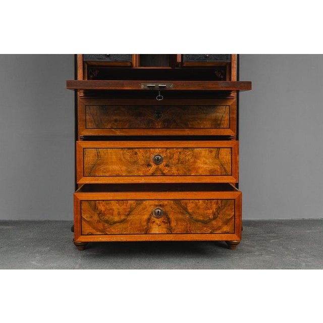 Historicist Civil Secretaire Desk in Walnut, 2nd Half of the 19th Century For Sale - Image 15 of 18