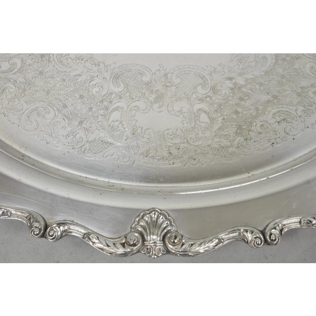 Vintage English Silver Mfg. Silver Plated Large Oval Butlers Platter Bar Tray For Sale - Image 12 of 17