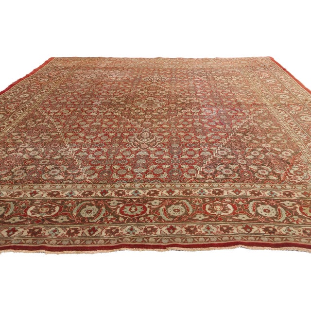Mid-Century Modern Antique Persian Mahi Tabriz Rug - 09'00 X 12'03 For Sale - Image 3 of 9