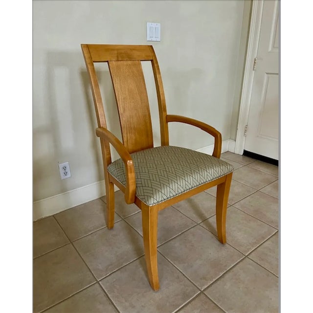 Mid-Century Modern Ethan Allen Contemporary Maple Chairs- Set of 6 For Sale - Image 3 of 12