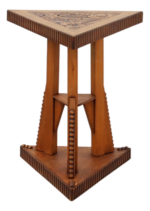 Art Nouveau Triangular Side Table in Carved Wood, 1890s