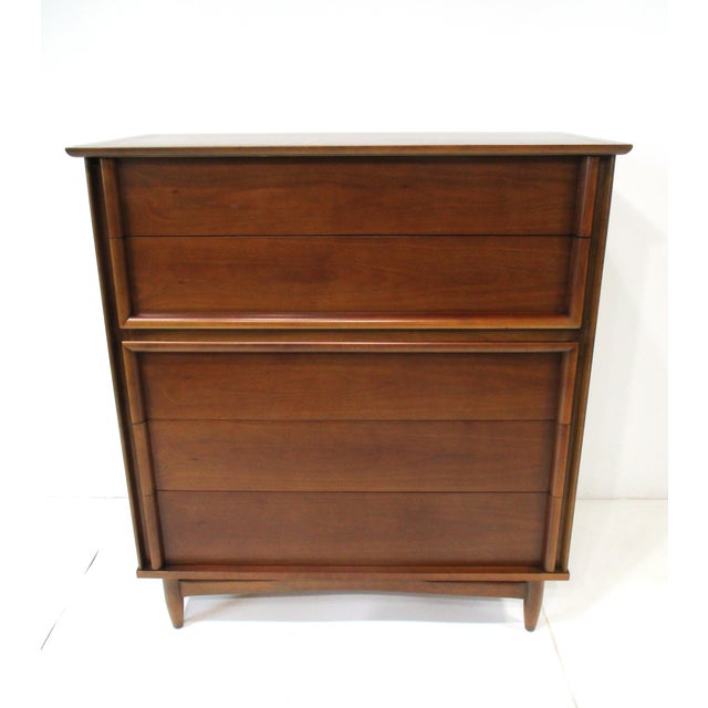 Mid Century Walnut Highboy Dresser Chest by Dixie For Sale In Cincinnati - Image 6 of 10
