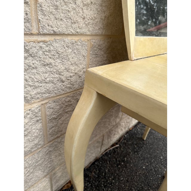 Late 20th Century French Cream Vanity Table With Mirror and Matching Bench, 2 Pieces For Sale - Image 4 of 15